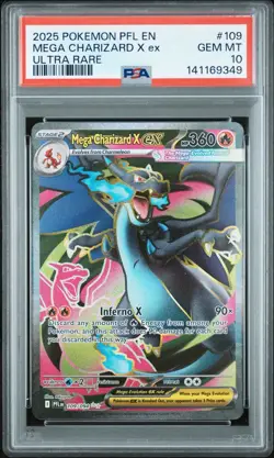 2025 POKEMON PFL EN-PHANTASMAL FLAMES ULTRA RARE #109 MEGA CHARIZARD X EX PSA 10 - Image 1