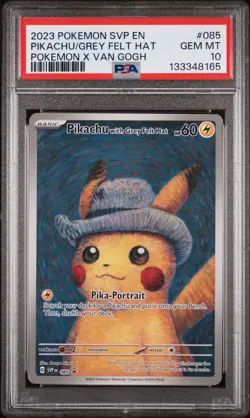 2023 POKEMON SVP EN-SV BLACK STAR PROMO #085 PIKACHU WITH GREY FELT HAT PSA 10 - Image 1