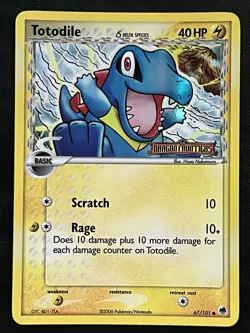 Pokemon Totodile Delta Species Reverse Holo - Dragon Frontiers - 67/101 NM - Image 1