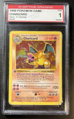 99 Pokemon Base Charizard #4 Holo 1st Edition Grade 1 - Image 1