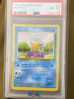 1999 Pokemon Base Set Squirtle #63 PSA 8 - Image 1