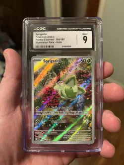 Pokemon Sprigatito 196/193 PALDEA EVOLVED ILLUSTRATION RARE CGC 9 - Image 1