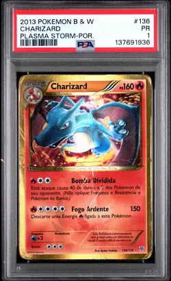 2013 POKEMON B&W PLASMA STORM PORTUGUESE #136 CHARIZARD PSA 1 - Image 1