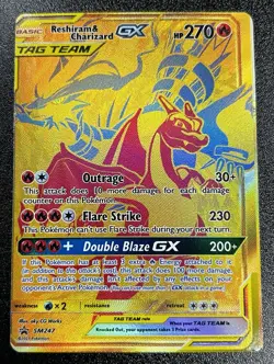 Reshiram & Charizard GX SM247 Tag Team 2021 Pokemon TCG Miscut Misaligned Error - Image 1