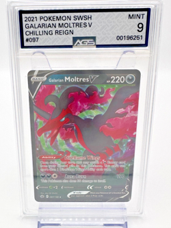2021 Pokemon SWSH Galarian Moltres V Chilling Reign #097 AGS Grade 9 Mint - Image 1