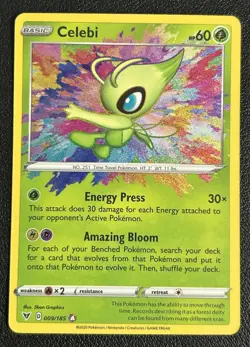 Celebi 009/185 Vivid Voltage Amazing Rare Holo Pokemon TCG Card NM - Image 1