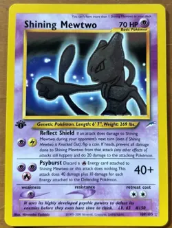 Great Condition Shining Mewtwo Pokemon Card FIRST EDITION 109/105 Safely Stored - Image 1