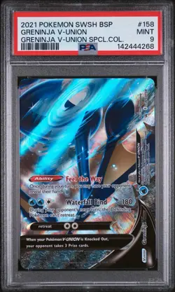 2021 POKEMON SWSH BLACK STAR PROMO #158 GRENINJA V-UNION PSA 9 - Image 1
