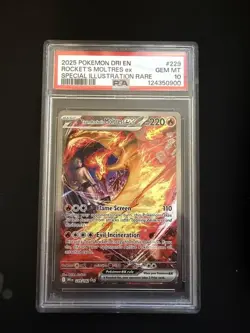 2025 Pokemon Dri EN-Destined Rivals Rocket's Moltres EX #229 PSA 10 - Image 1