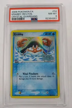 2006 Pokemon EX Crystal Guardians Krabby Reverse Foil 54/100 PSA 8 - Image 1