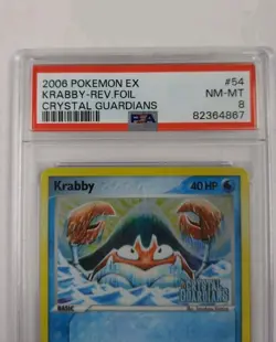 2006 Pokemon EX Crystal Guardians Krabby Reverse Foil 54/100 PSA 8 - Image 3