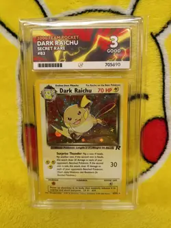 Pokemon Team Rocket Set 2000 Holo Dark Raichu 83/82 Ace Graded 3 Good - Image 1