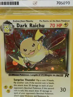 Pokemon Team Rocket Set 2000 Holo Dark Raichu 83/82 Ace Graded 3 Good - Image 2