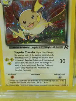 Pokemon Team Rocket Set 2000 Holo Dark Raichu 83/82 Ace Graded 3 Good - Image 3
