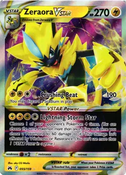 Pokemon TCG Zeraora VSTAR 055/159 Crown Zenith Ultra Rare Card NM - Image 1