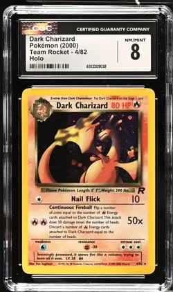 CGC 8 Dark Charizard 4/82 Holo Team Rocket Pokemon Card - Image 1