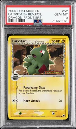 2006 POKEMON EX DRAGON FRONTIERS #52 LARVITAR-REVERSE FOIL PSA 10 - Image 1