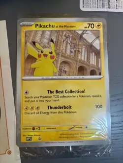 Pokemon x Natural History Museum Pikachu Jumbo Promo Card + plushie bundle - Image 3