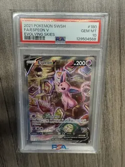2021 Pokemon Evolving Skies ESPEON V Alt Art 180/203 PSA 10 GEM MINT - Image 1