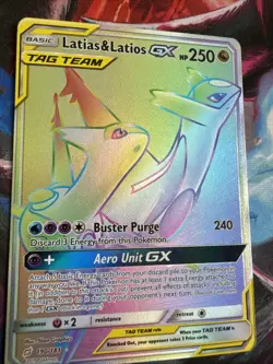 Latias & Latios GX 190 Team-Up Secret Rainbow Rare Sun & Moon Pokemon - Image 2