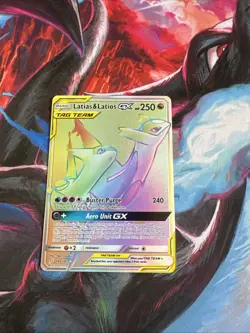 Latias & Latios GX 190 Team-Up Secret Rainbow Rare Sun & Moon Pokemon - Image 4