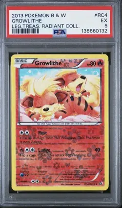 Pokemon Growlithe RC4 Legendary Treasures Radiant Collection 138660132 PSA 5 - Image 1