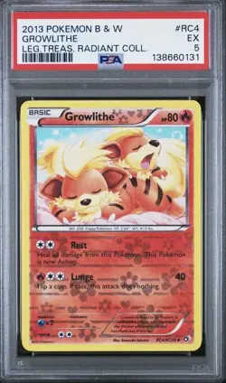 Pokemon Growlithe RC4 Legendary Treasures Radiant Collection 138660131 PSA 5 - Image 1