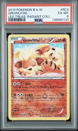 Pokemon Growlithe RC4 Legendary Treasures Radiant Collection 138660130 PSA 6 - Image 1