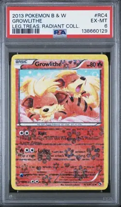 Pokemon Growlithe RC4 Legendary Treasures Radiant Collection 138660129 PSA 6 - Image 1