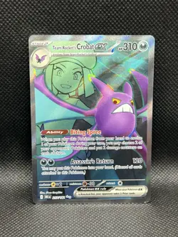 Team Rocket’s Crobat ex 217/182 ULTRA RARE FULL ART HOLO Destined Rivals Pokemon - Image 1