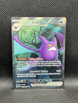 Team Rocket’s Crobat ex 217/182 ULTRA RARE FULL ART HOLO Destined Rivals Pokemon - Image 3