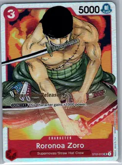 Roronoa Zoro ST01-013 English Super Pre-Release One Piece Card - NM - Image 1