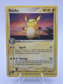 Raichu 13/95 Team Magma Vs Team Aqua Regular Pokemon Card 2004 E Series Rare LP - Image 1
