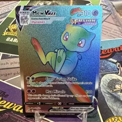 Pokemon Mew VMAX TCG Fusion Strike Secret Rare Holo Card 268/264 Rainbow - Image 1