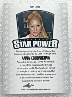 2015 Leaf Anna Kournikova Star Power Auto Card - #SP-AKI Tennis Player & Model - - Image 5