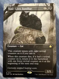 NM - Nine-Lives Familiar (Borderless) - Foundations Regular - Non Foil - Image 1