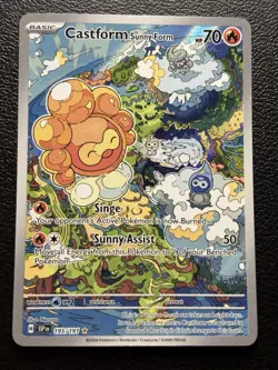 Pokemon TCG Castform Sunny Form 195/191 Illustration Rare Surging Sparks Holo NM - Image 1