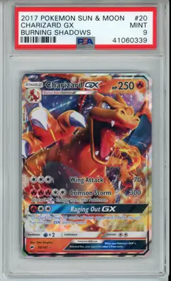 POKEMON BURNING SHADOWS CHARIZARD GX #20 HOLO FOIL PSA 9 MINT #41060339 - Image 1