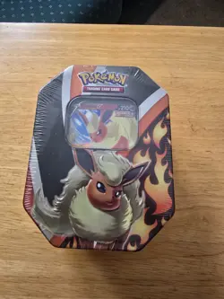 Pokemon TCG Eevee Evolutions Tin 2021 [ Flareon V ] NEW SEALED IN PLASTIC - Image 1