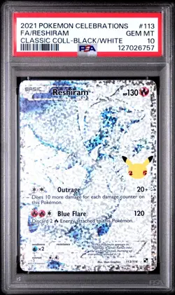 PSA 10 Reshiram 113/114 Pokemon Celebrations Classic Collection 2021 Full Art - Image 1