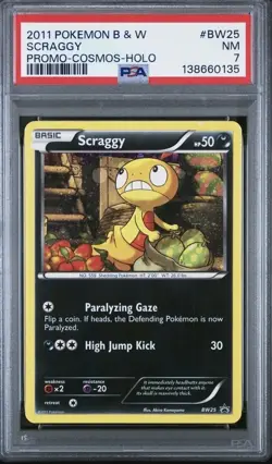 2011 Pokemon B & W Scraggy BW25 Black Star Promo Cosmos Rare PSA 7 - Image 1
