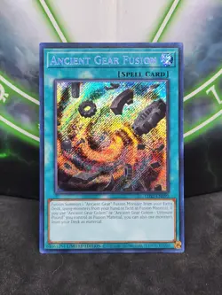 Yugioh Ancient Gear Fusion LDS1-EN090 Secret Rare 1st Edition NM - Image 1