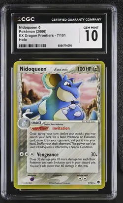 CGC 10 GEM MINT Nidoqueen 2006 EX Dragon Frontiers 7/101 Holo Pokemon Card - Image 1