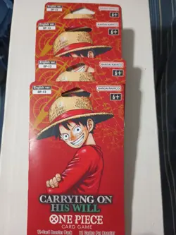 4 One Piece TCG English OP-13 Carrying On His Will 12 Card Booster Packs - Image 1