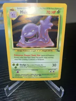 1999 Pokemon TCG Muk Fossil Holo Card 13/62 Unlimited Rare, MP Condition - Image 1