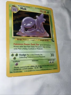 1999 Pokemon TCG Muk Fossil Holo Card 13/62 Unlimited Rare, MP Condition - Image 4