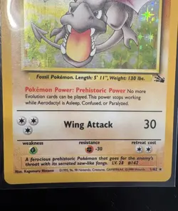 1999 Fossil Set Aerodactyl 1/62 Holo Rare Vintage Pokemon TCG - Image 4