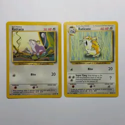 Pokemon TCG Rattata And Raticate Base Set 40/102 61/102 - Image 1