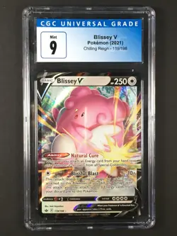 Blissey V Pokemon TCG 2021 Chilling Reign 119/198 CGC Mint 9 Blue Label - Image 1