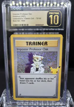 IMPOSTER PROFESSOR OAK Celebrations Base Set Holo #73 CGC Pristine 10 Pokemon - Image 1